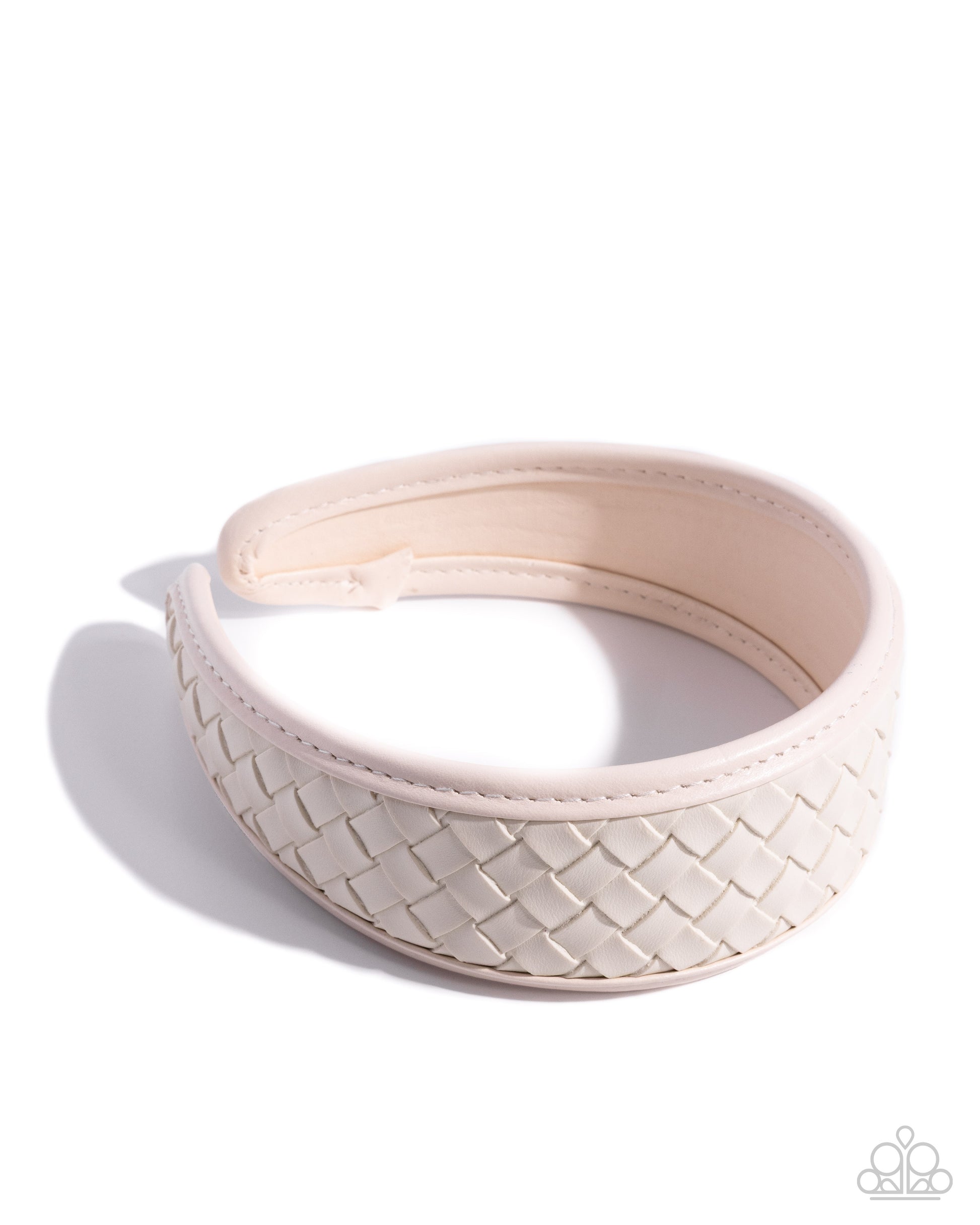 White woven headband on a white background