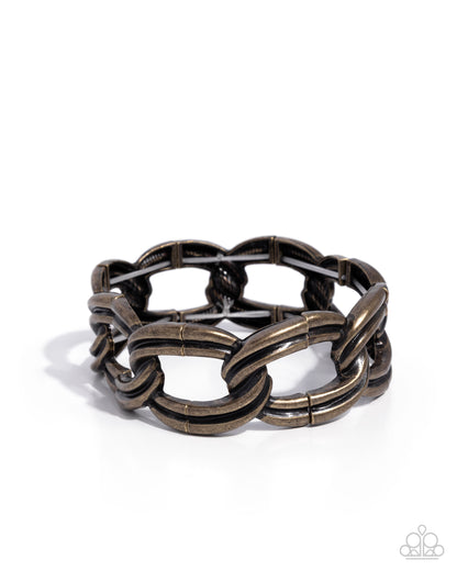 Bronze chain bracelet on a white background