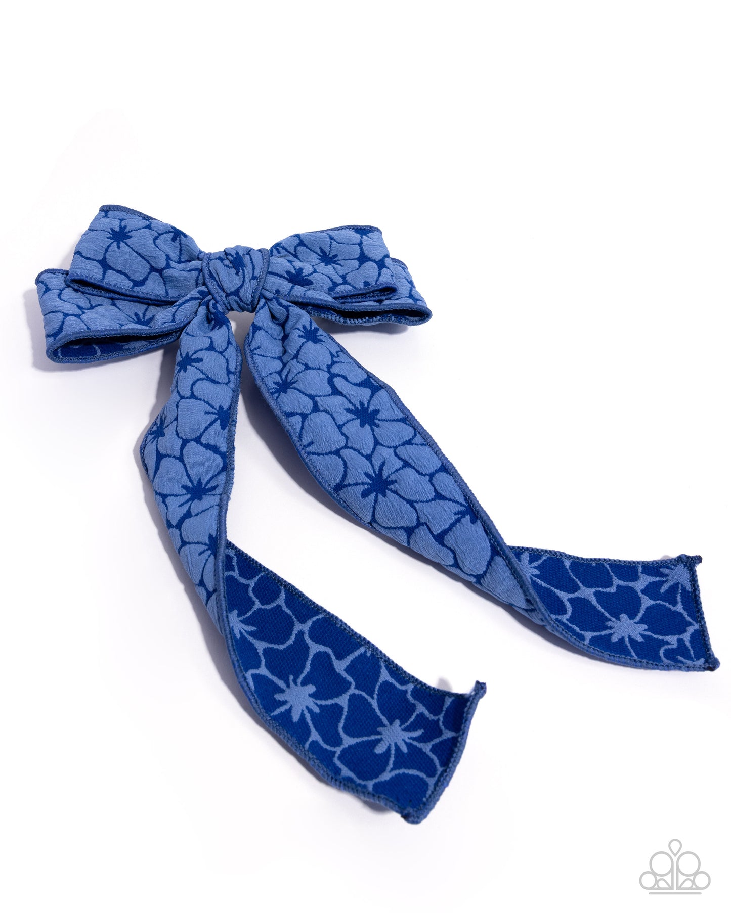 Blue patterned bow on a white background