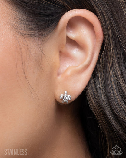 Tactical Turtle Silver Earrings - Jewelry by Bretta