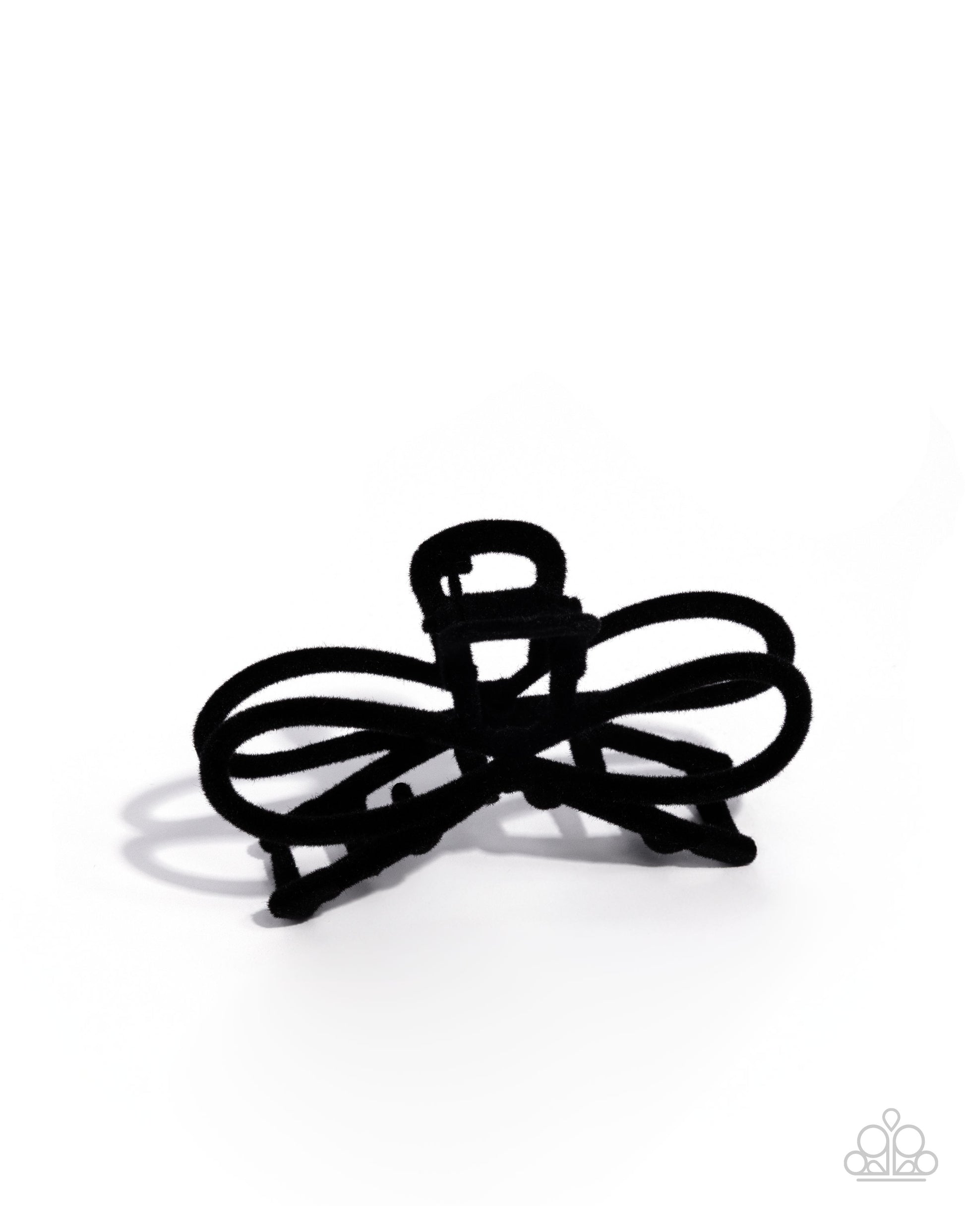 Black hair tie on a white background