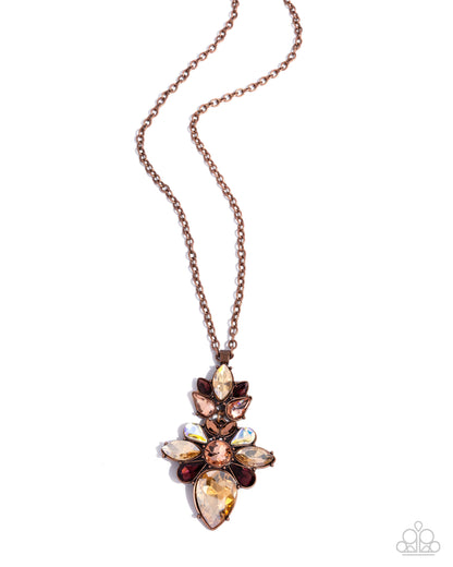 Necklace with multicolored gemstones on a white background