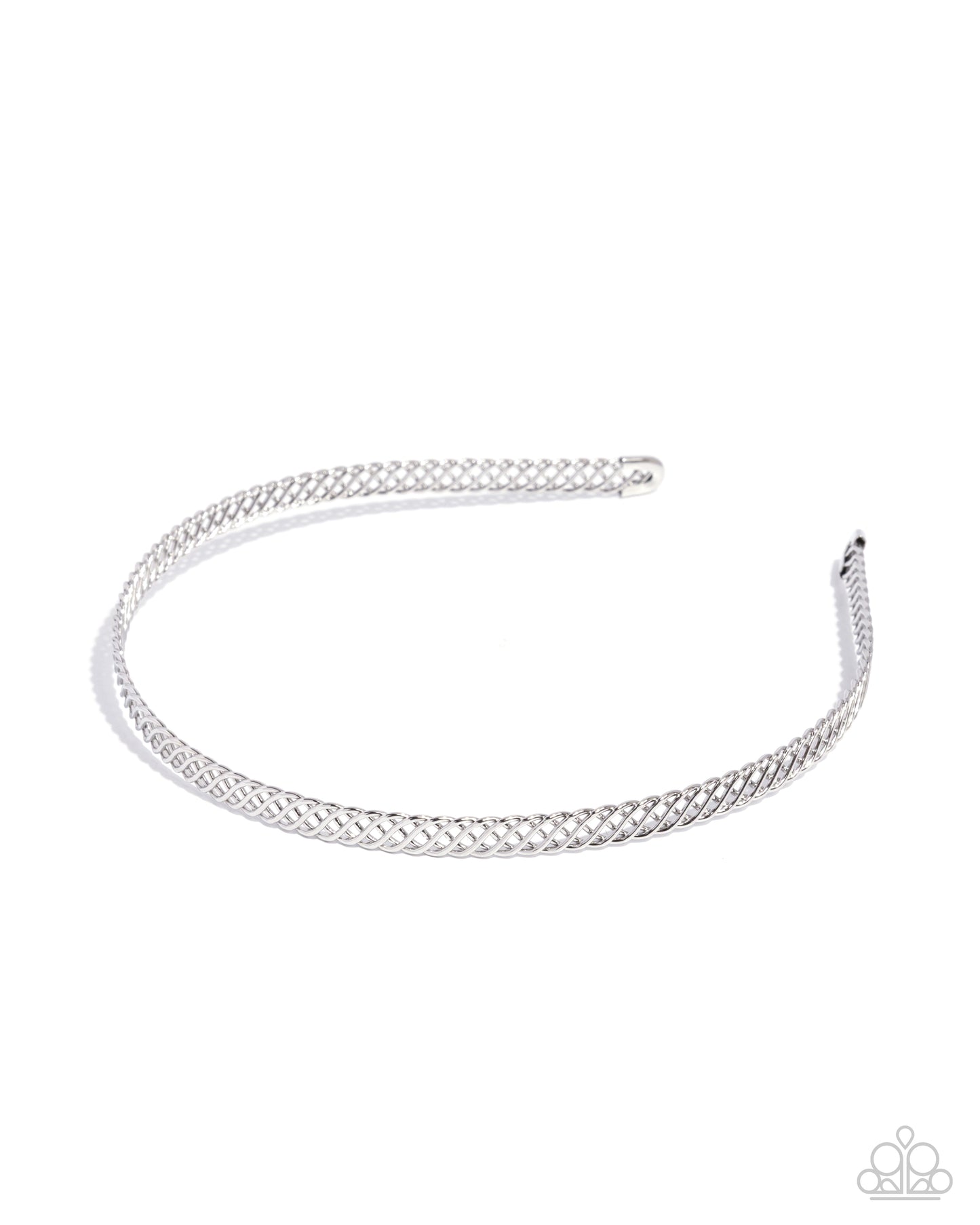 Silver headband on a white background