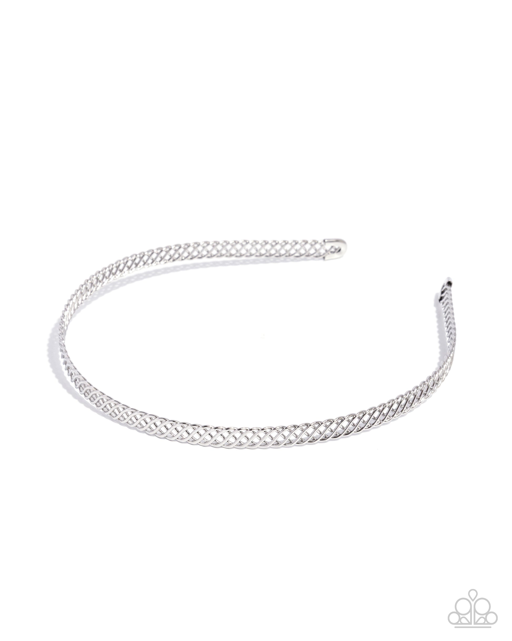 Silver headband on a white background