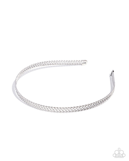 Silver headband on a white background