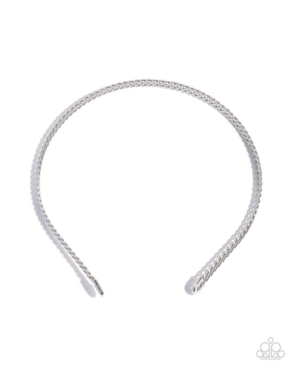 Silver headband on a white background