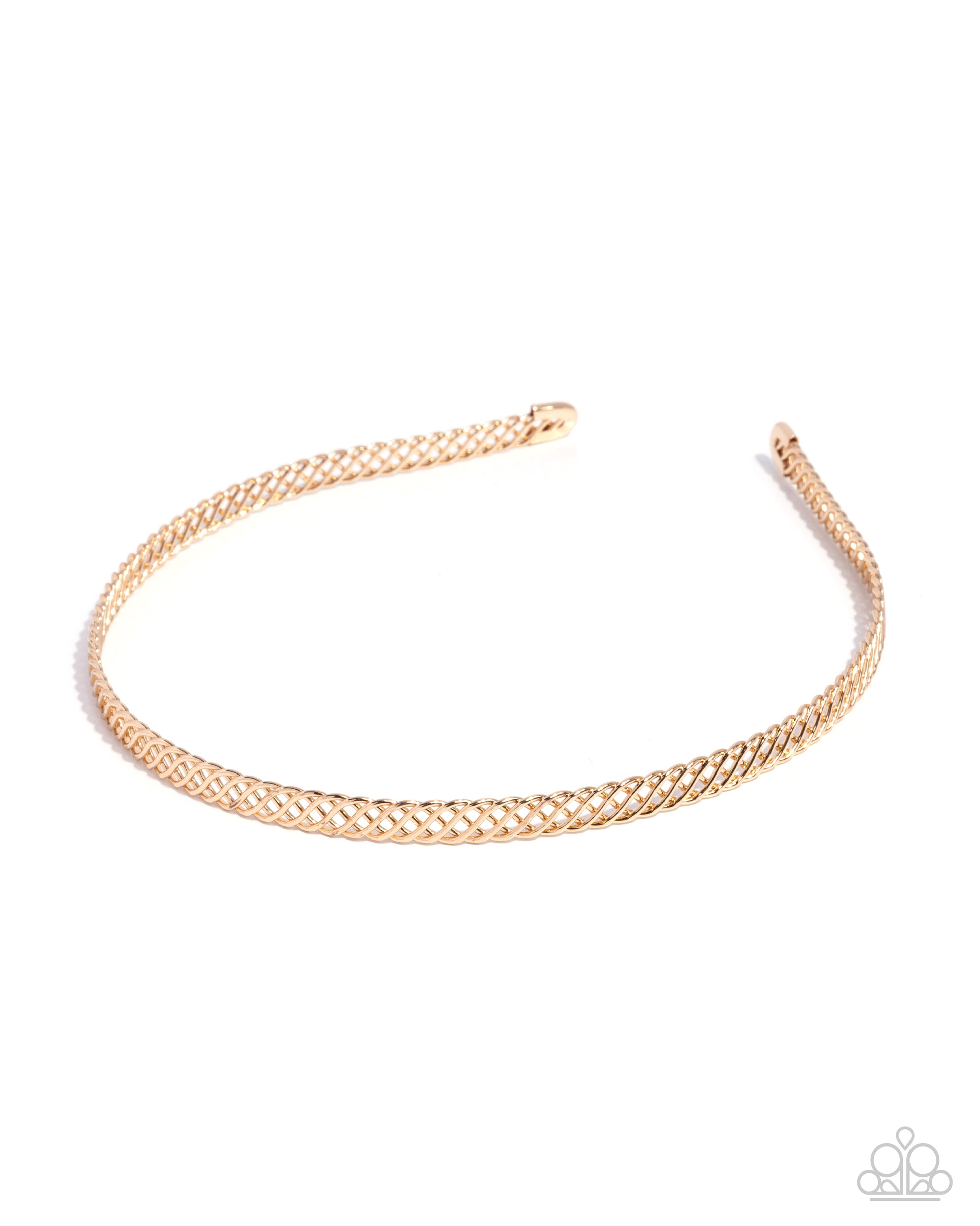 Rose gold headband on a white background