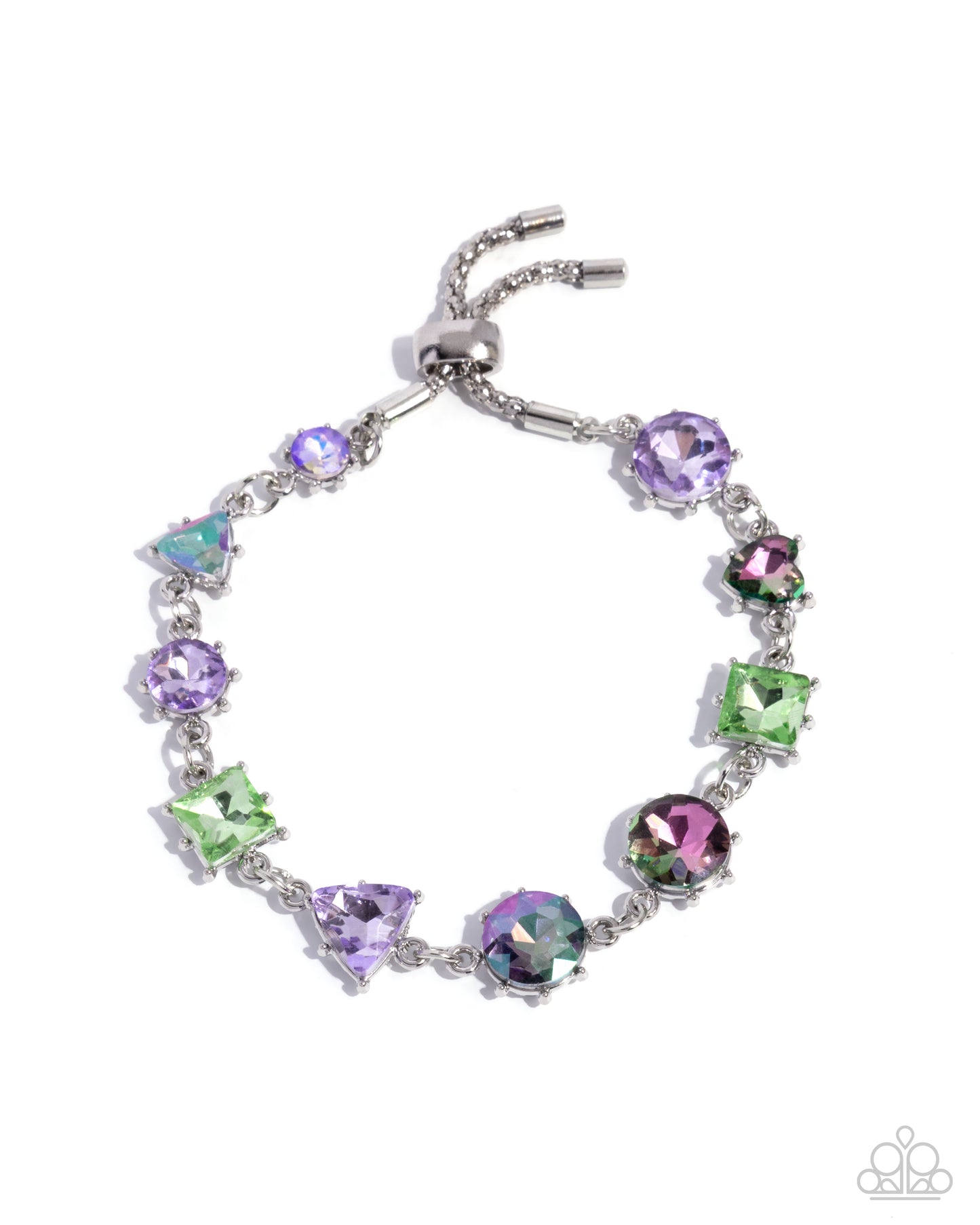 Multicolored gemstone bracelet on a white background