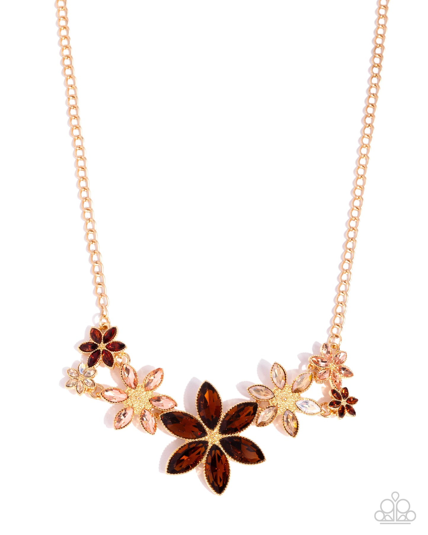 Necklace with floral designs on a white background