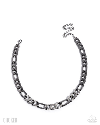 Black chain choker necklace on a white background