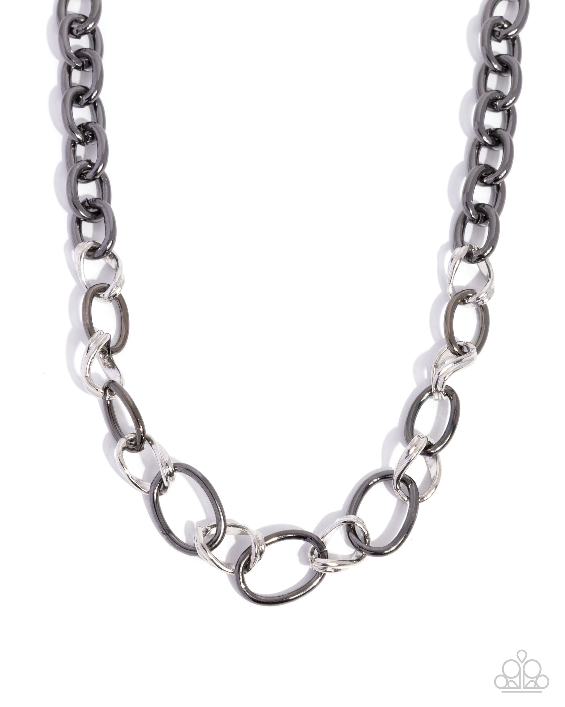 Silver chain necklace on a white background