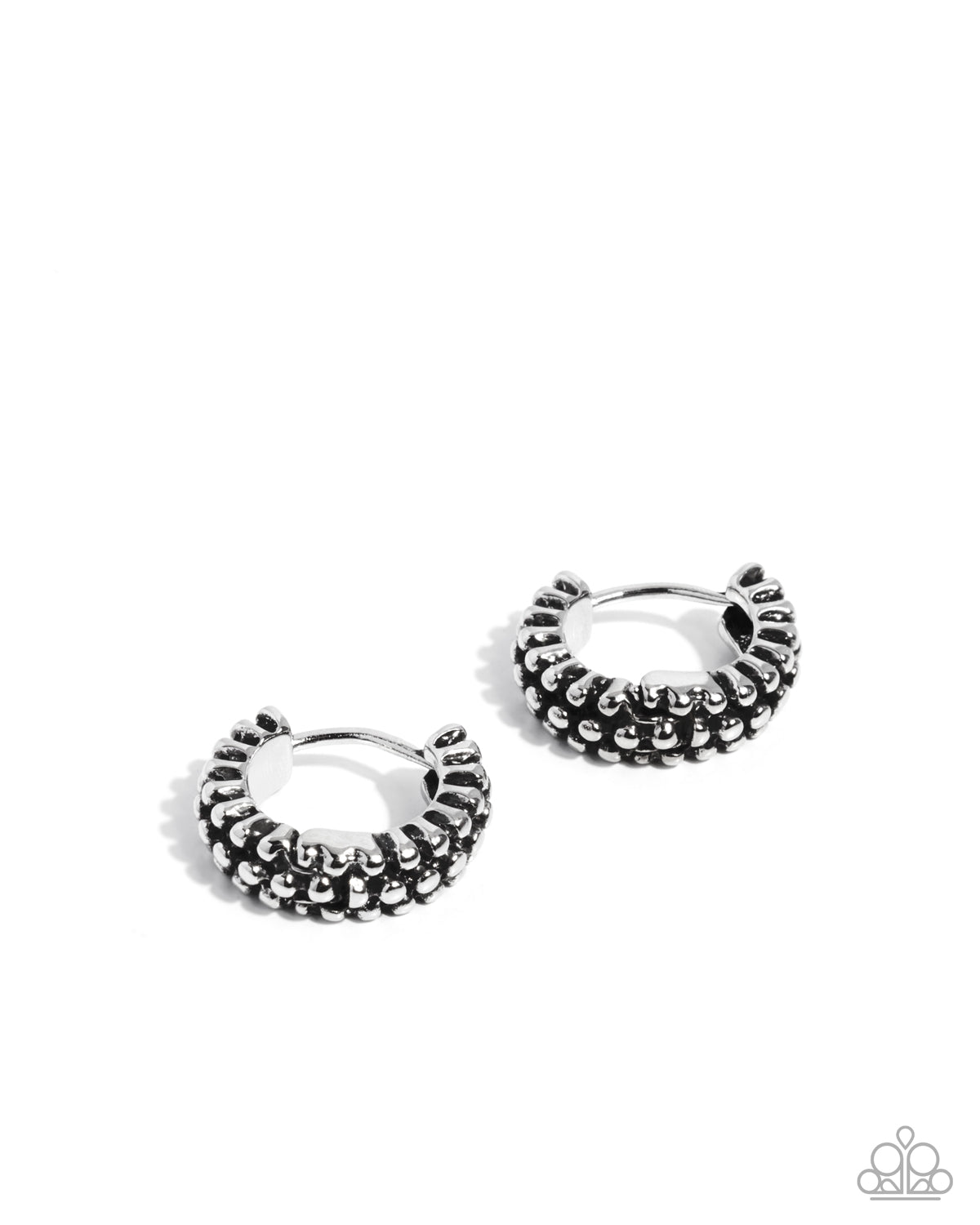 Classic Character Silver Textured Hoop Earrings by Paparazzi Accessories
