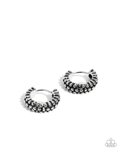 Classic Character Silver Textured Hoop Earrings by Paparazzi Accessories