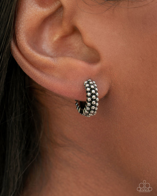 Classic Character Silver Textured Hoop Earrings by Paparazzi Accessories