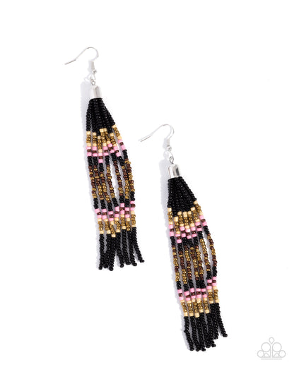 Stunning Strands Black Earrings - Jewelry by Bretta