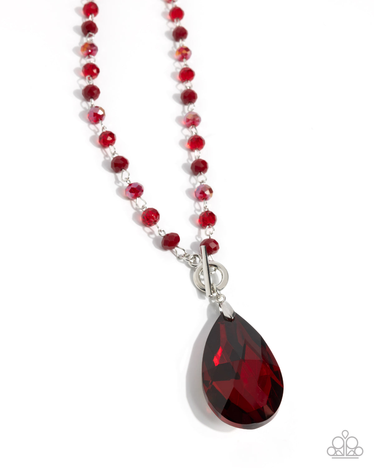 Teardrop Tale Red Gem Toggle Necklace by Paparazzi Accessories