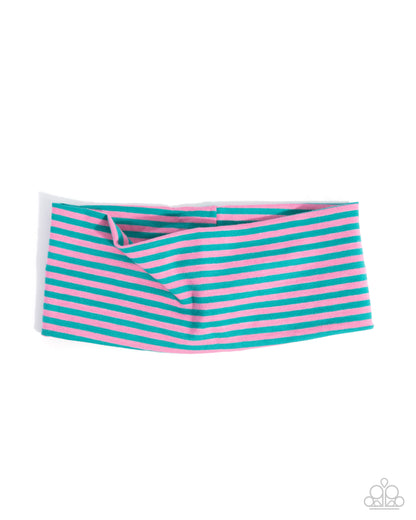 Striped underwear with pink and green stripes on a white background