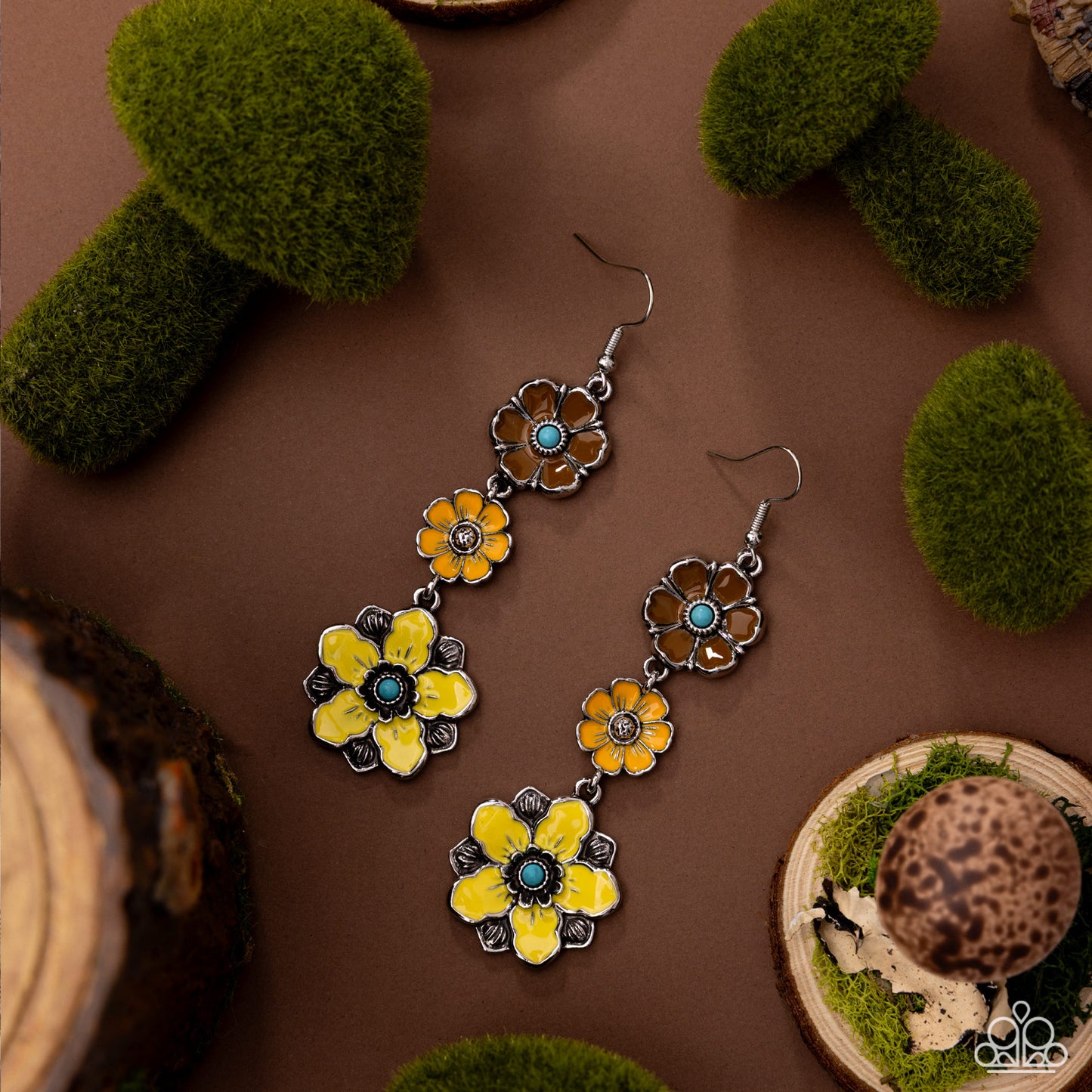 Floral Flock Yellow Earrings - Jewelry by Bretta