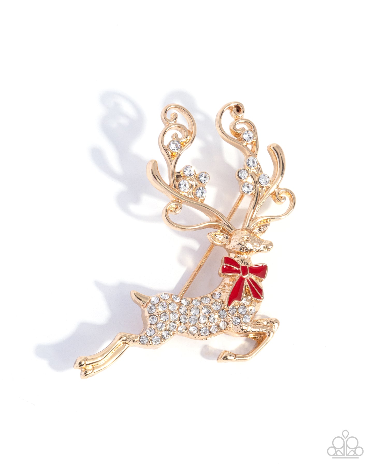 Reindeer Games Gold Brooch 