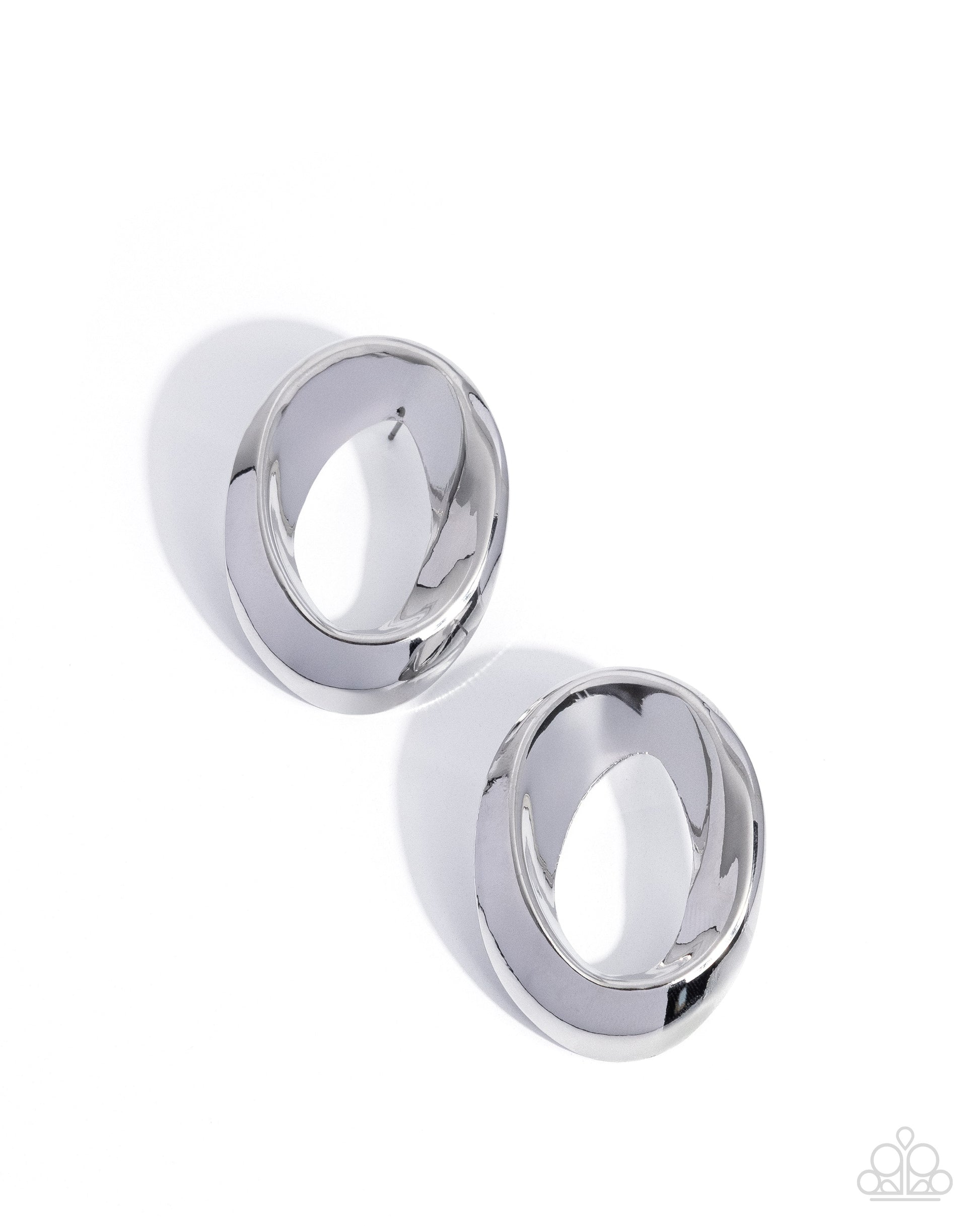 Two silver hoop earrings on a white background