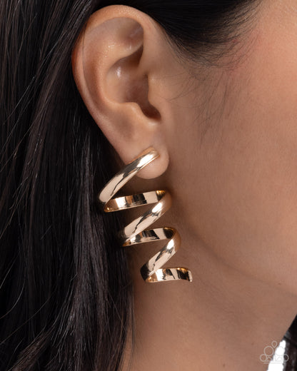 Tornado Warning Gold Earrings
