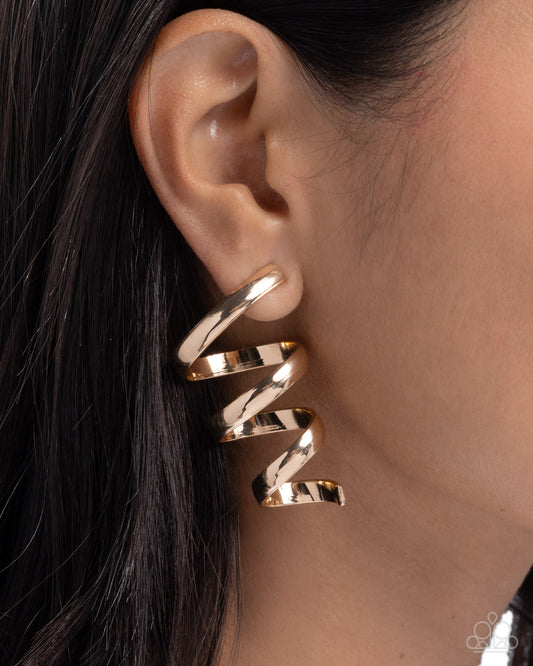 Tornado Warning Gold Earrings