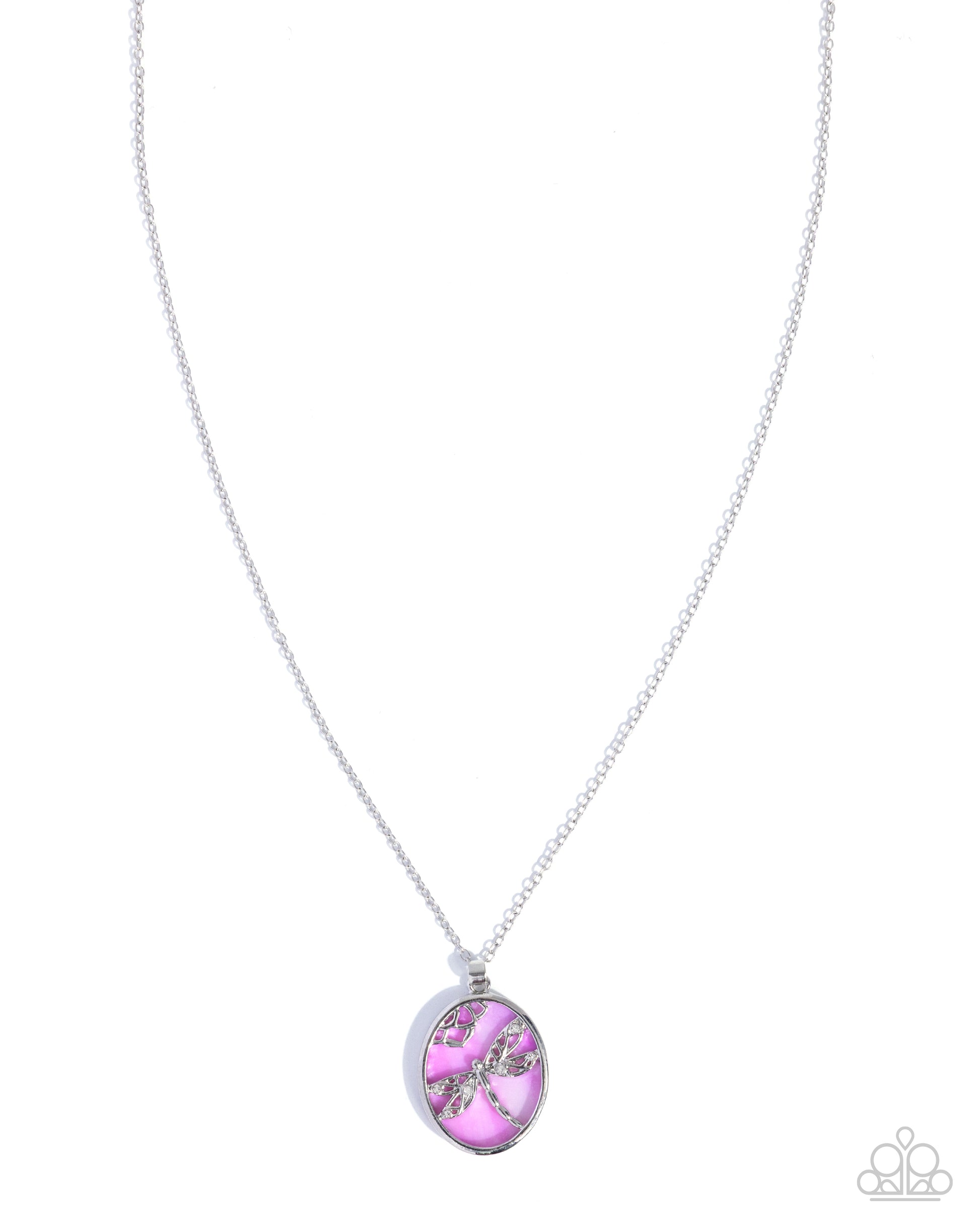 Necklace with a pink pendant on a white background