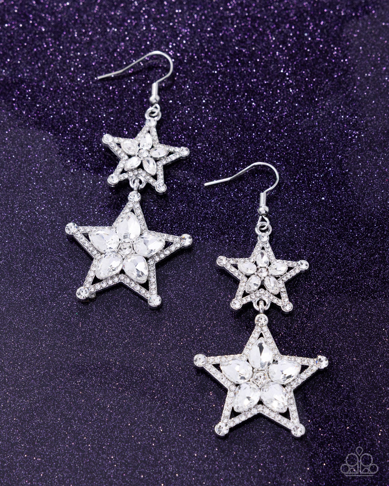 Glittery Galaxy White Earrings - Jewelry by Bretta