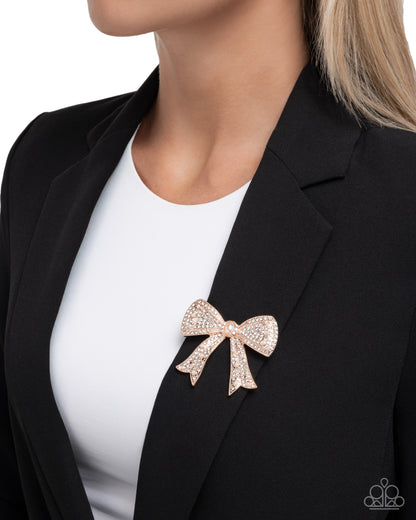 Bow Bravado Rose Gold Brooch - Jewelry by Bretta