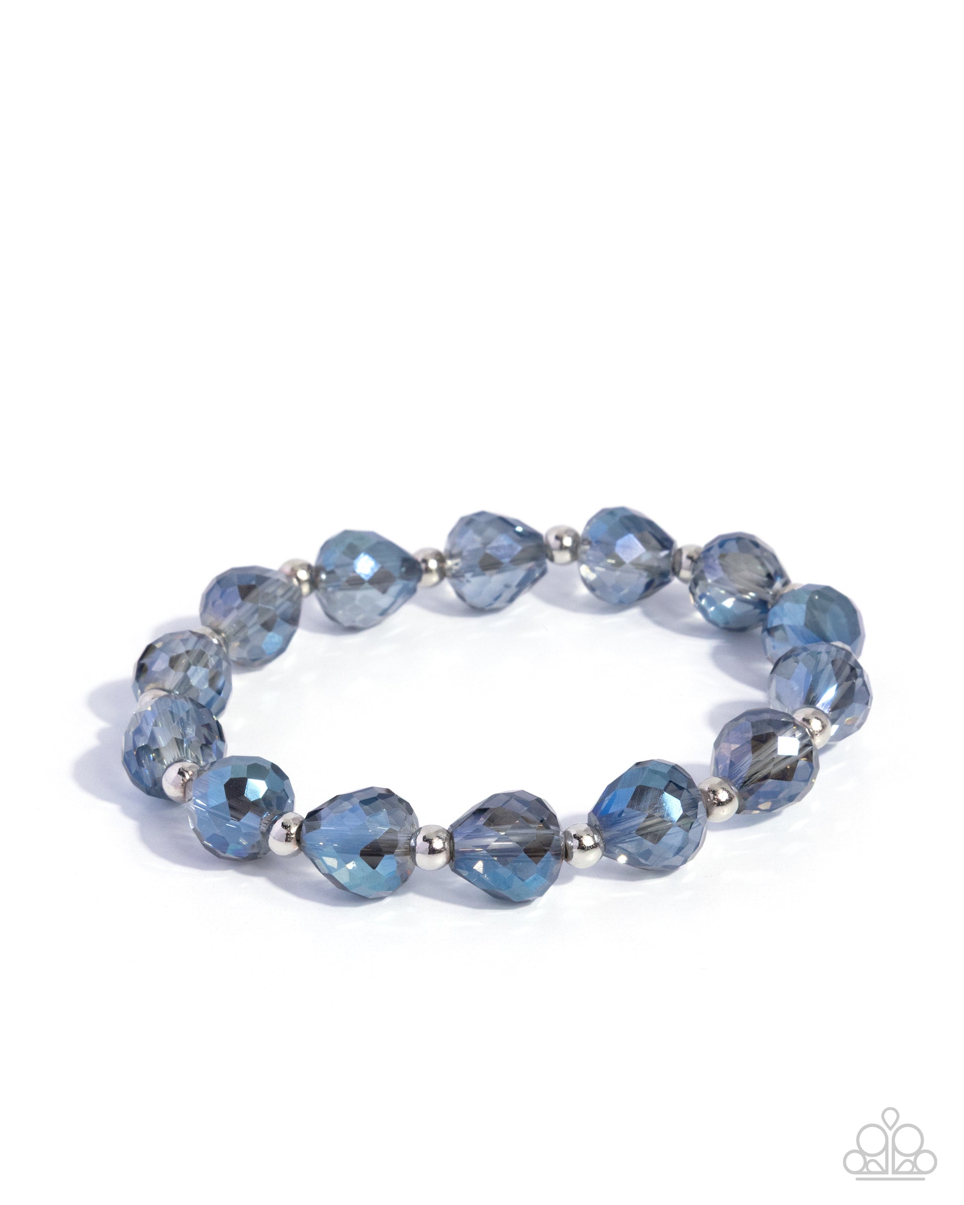 Blue beaded bracelet on a white background