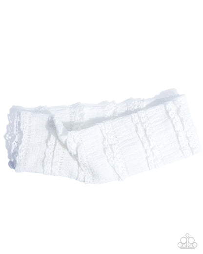 White lace headband on a white background