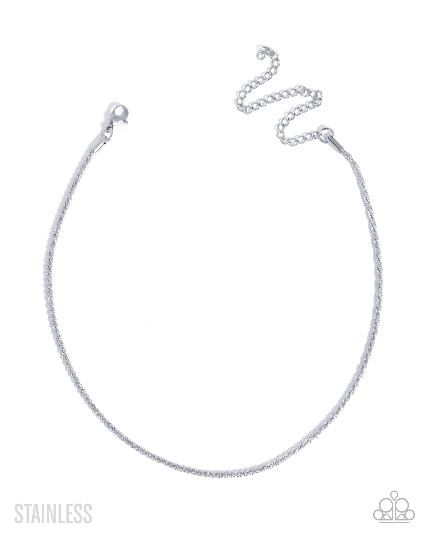Silver chain necklace on a white background