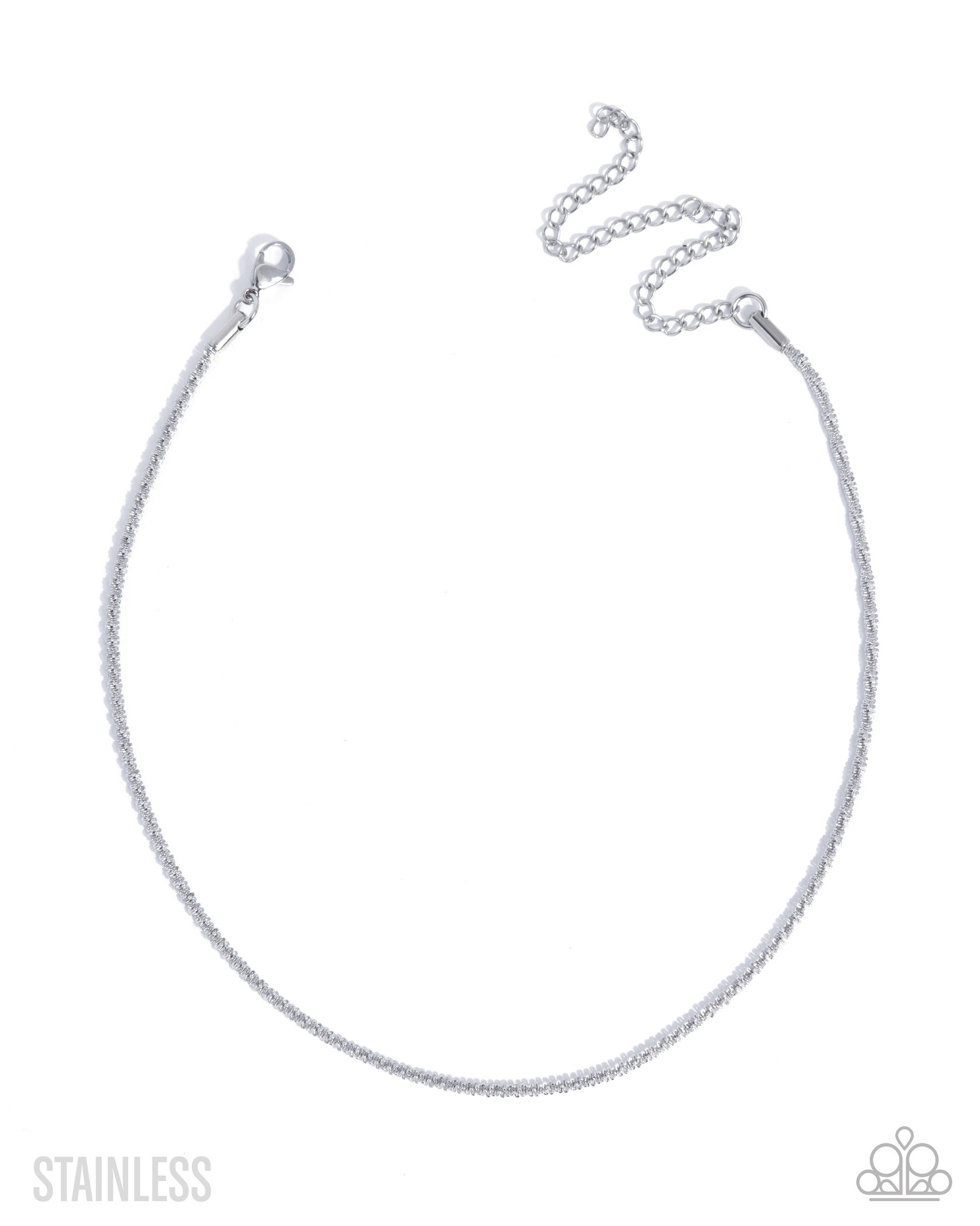 Silver chain necklace on a white background
