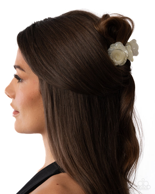 Rockefeller Rose White Hair Clip - Jewelry by Bretta