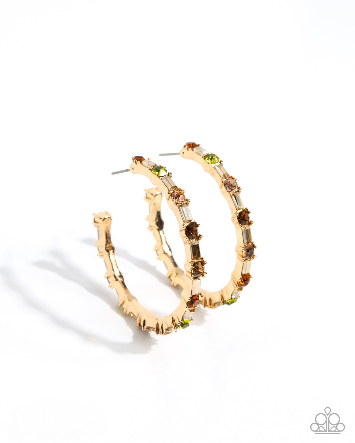Prettily Positioned Gold Cubic Zirconia Hoop Earrings - Paparazzi Accessories at Jewelry by Bretta