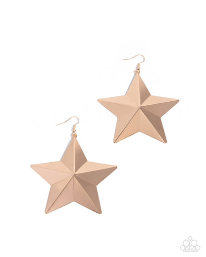 Pair of star-shaped earrings on a white background
