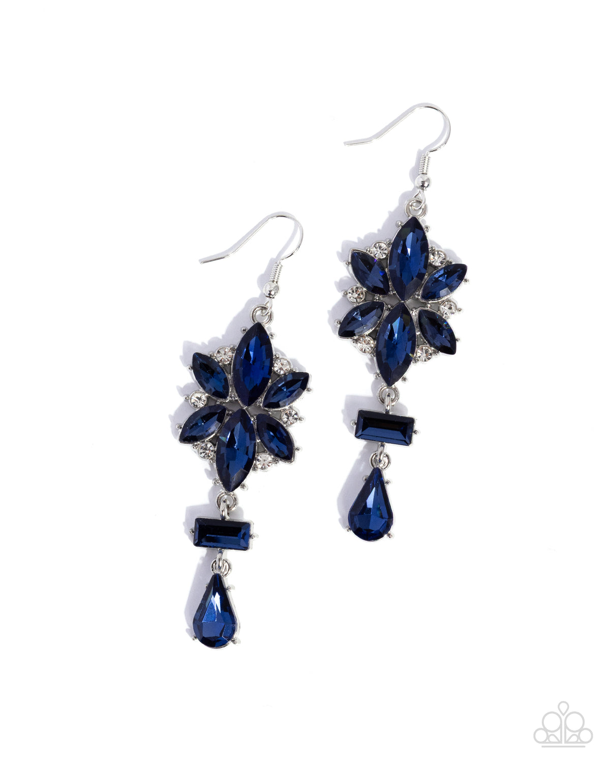 Opulent Occasion Blue Floral Gem Earrings by Paparazzi Accessories