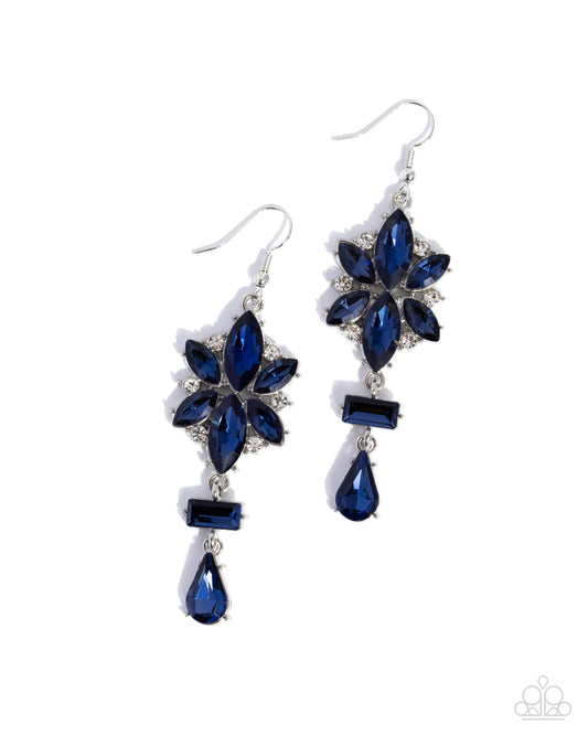 Opulent Occasion Blue Floral Gem Earrings by Paparazzi Accessories