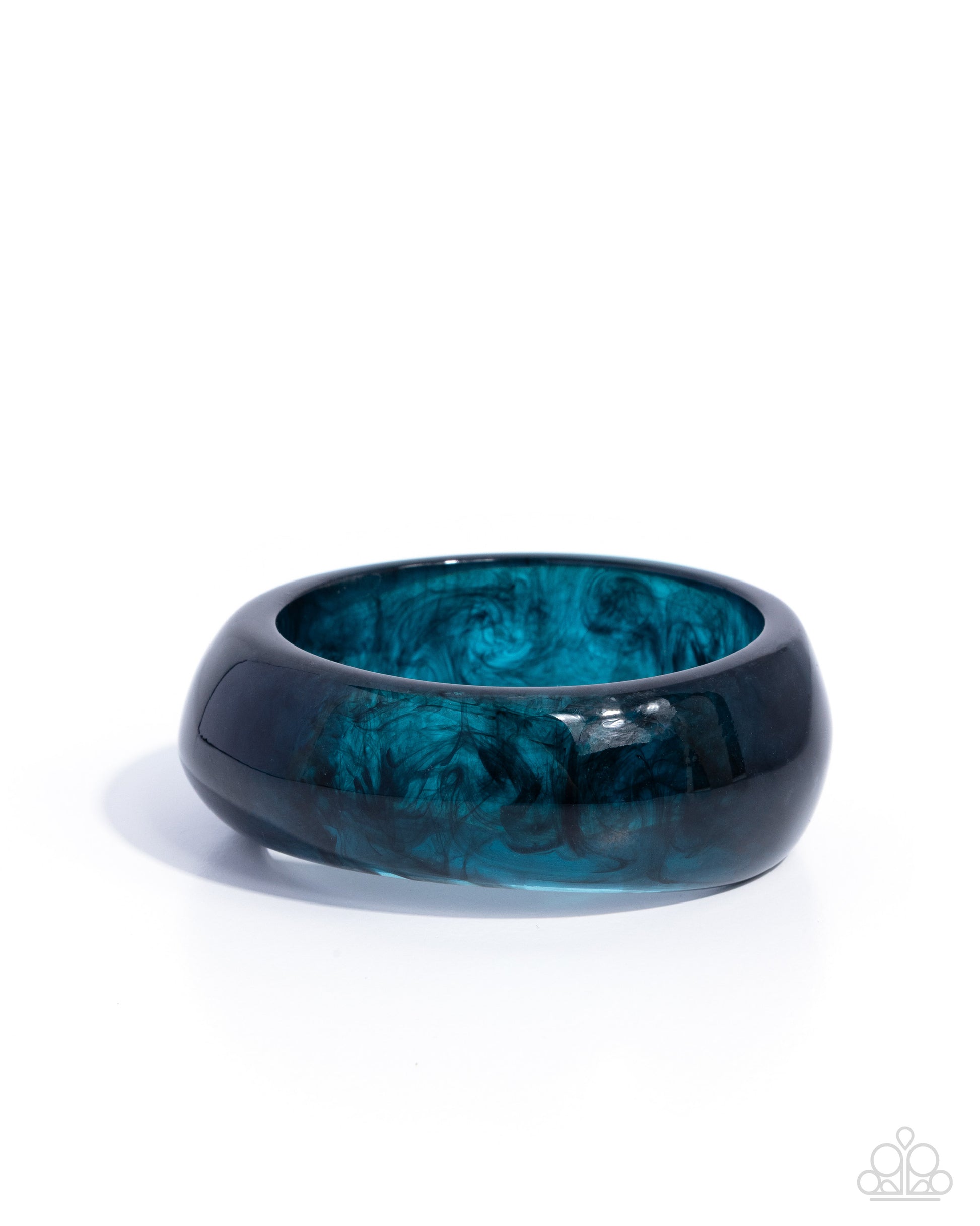 Teal and black ring on a white background