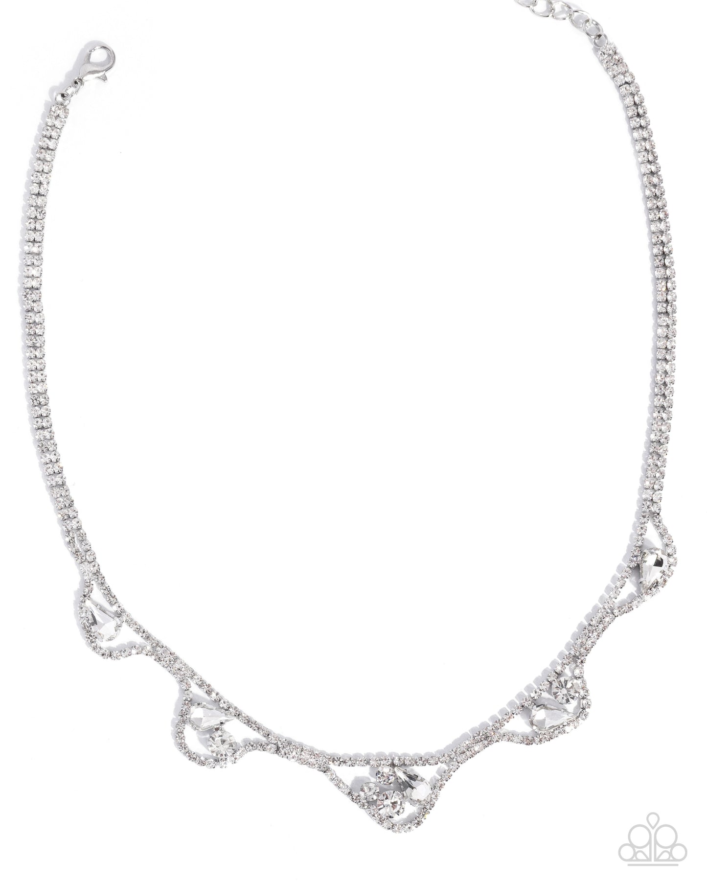 Silver necklace on a white background