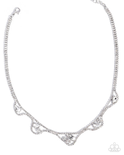 Silver necklace on a white background