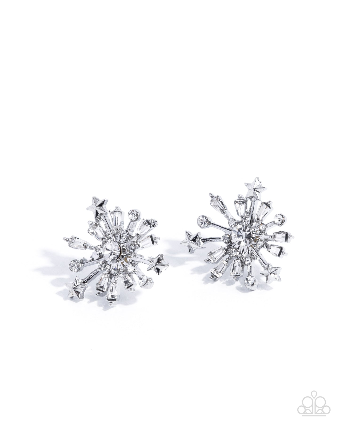 Snowflake-shaped earrings on a white background