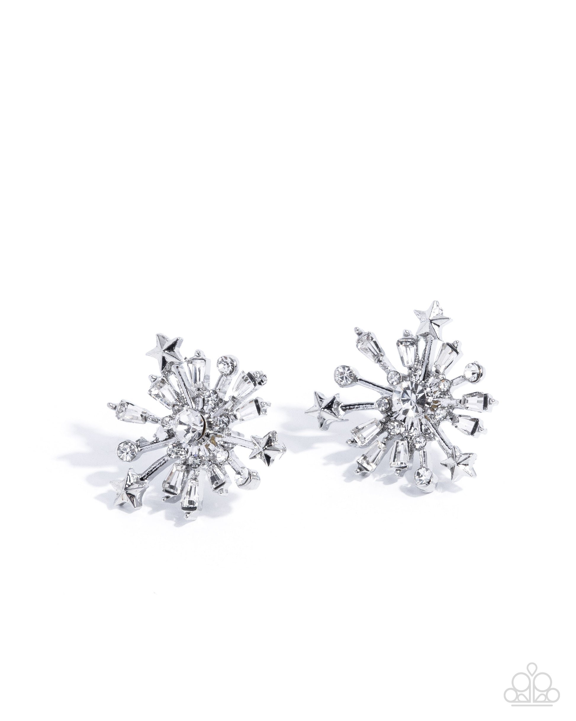 Snowflake-shaped earrings on a white background