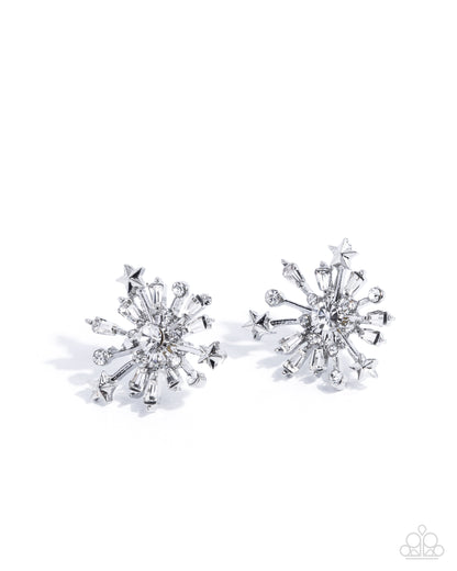 Snowflake-shaped earrings on a white background