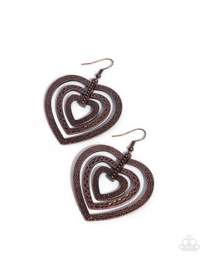 Loving Labor hammered copper heart earrings