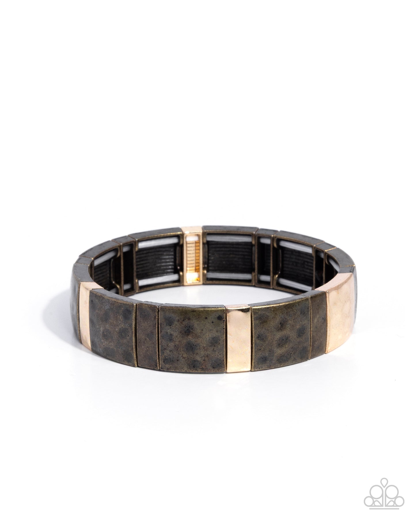 Bracelet with black and gold design on a white background