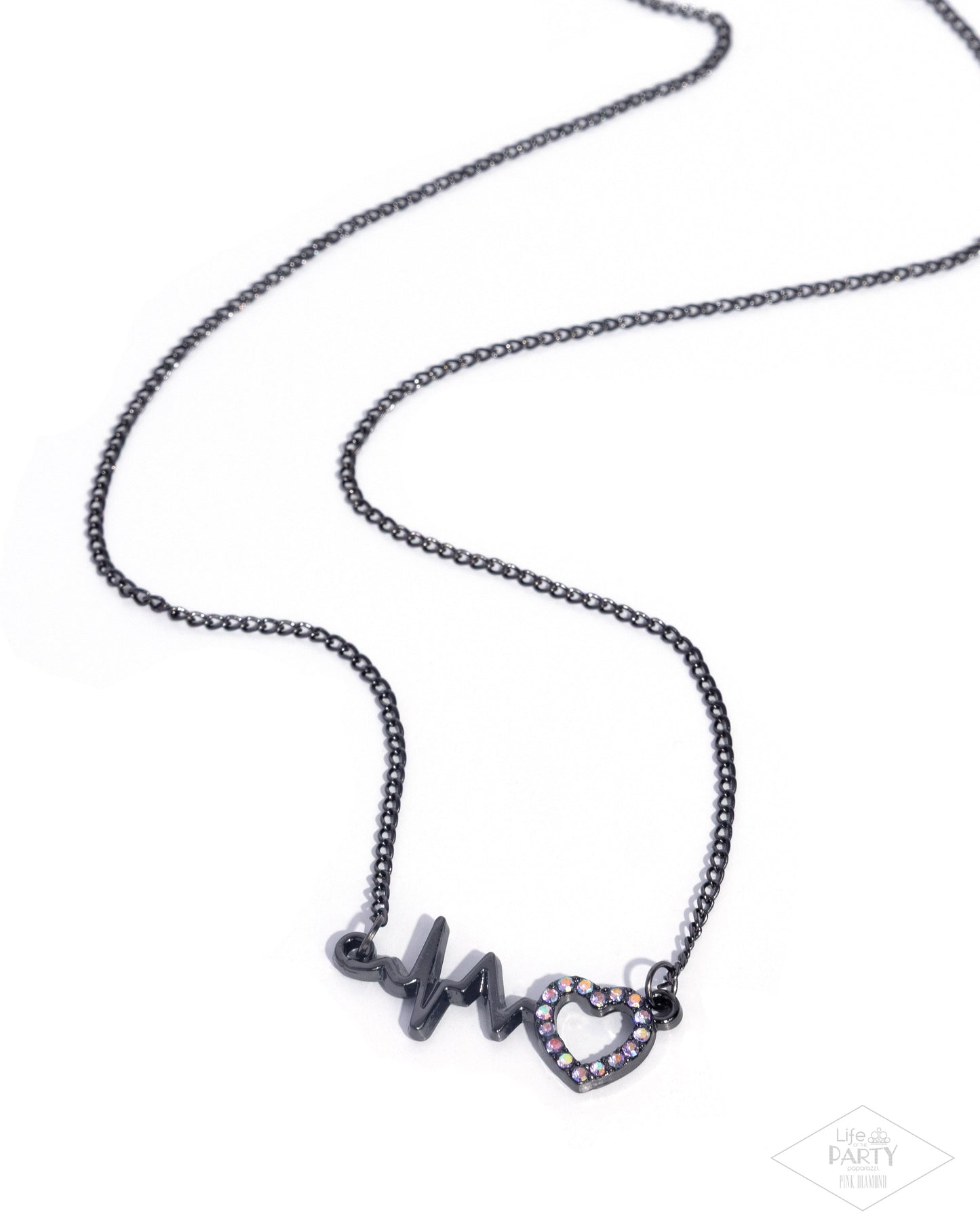 Necklace with 'I love you' pendant on a white background