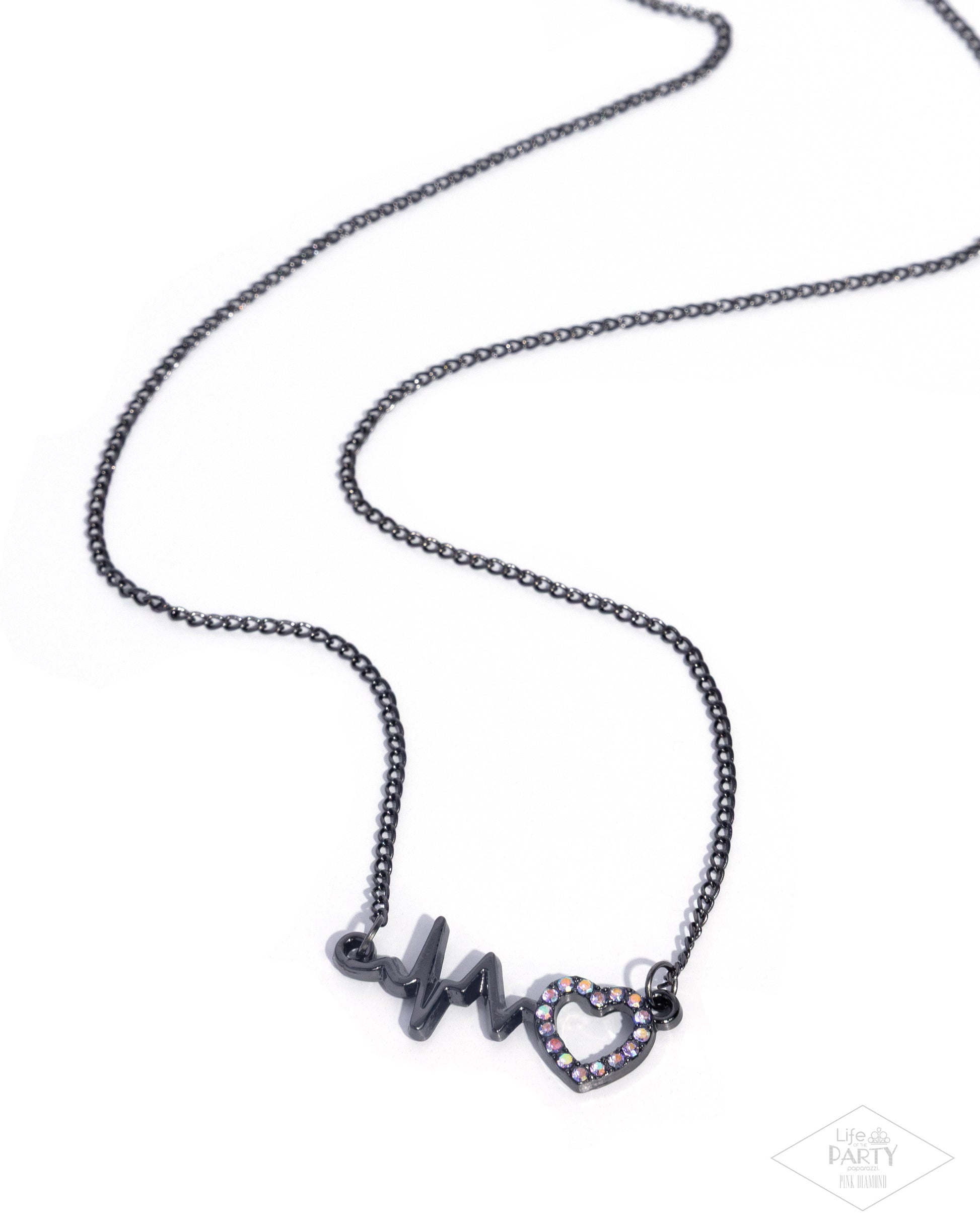 Necklace with 'I love you' pendant on a white background