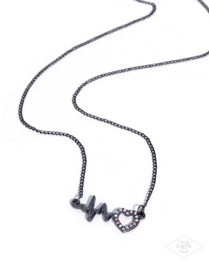 Necklace with 'I love you' pendant on a white background