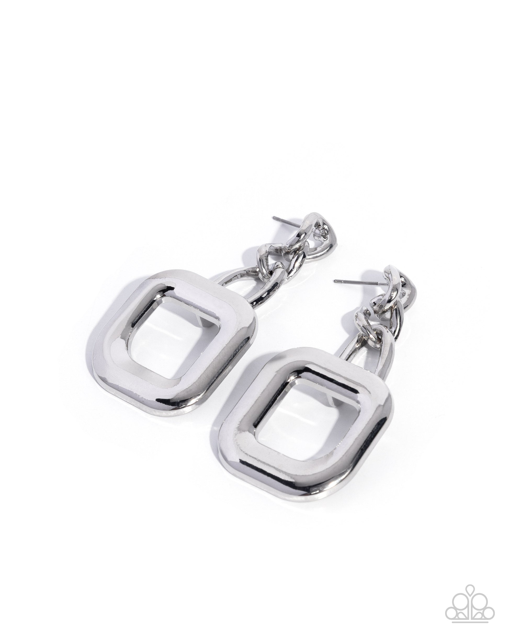 Silver hoop earrings on a white background
